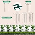 Tall Heavy-Duty 30in Plant Support Stakes - 8 Pack Adjustable Peony Cages & Supports for Outdoor Plants, Half-Round Garden Stakes for Hydrangea, Roses with Extension Stakes