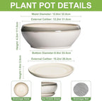SQOWL Large Succulent Planters - 12 Inch Ceramic Bonsai Pots with Drainage Hole and Saucer, Shallow Round Planter for Indoor Plants, Bowl Planter Outdoor, Living Room Decor, Birthday Gift, Gray-Beige