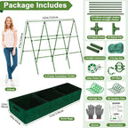 Tidponra Cucumber Trellis for Garden, 50 x 54 Inches A Frame Gardening Trellis with Fabric Raised Garden Bed, Climbing Net and Plant Support Clips for Climbing Plants