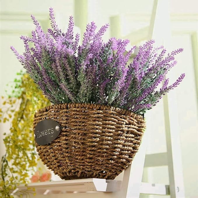 PASYOU 6 Pcs Artificial Lavender Flowers, Plastic Plants Fake Simulation Flower Wedding Indoor Outdoor Bridal Bouquet Home Garden Balcony Patio Planter Filler DIY Arrangement Decoration - Fuchsia