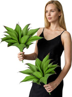 Ttranewsoo Fake Plants Artificial Agave Plants,Large UV Resistant Fake Agave Planters for Indoor and Outdoor Decorating Tropical Plant Succulents Greenery Indoor Decor13.8 (2Pack, Dark Green)