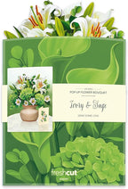 Freshcut Paper Pop Up Cards, Ivory & Sage, 12 Inch Life Sized Forever Flower Bouquet 3D Popup Greeting Card, Birthday Cards, Get Well Gifts, Blank Notecard & Envelope