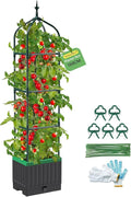 Raised Garden Bed Planter Boxes with Trellis,1pcs 70.9" Self-Watering Tomato Planter Boxes with Trellis for Climbing Vegetables Plants Flowers Tomato,Use for Indoor Outdoor (Black)
