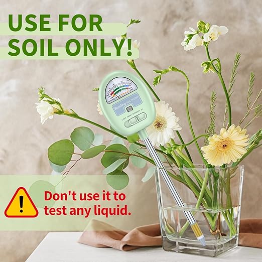 Soil Moisture Meter,4-in-1 Soil Ph Meter, Soil Tester for Moisture, Light,Nutrients, pH,Soil Ph Test Kit, Great for Garden, Lawn, Farm, No Battery Required, Gifts for Plants Lover