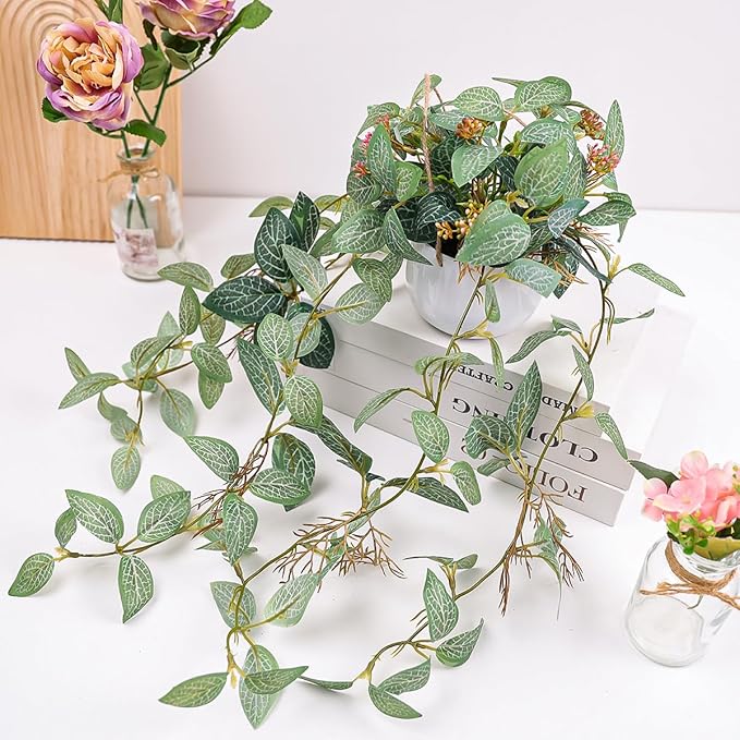 Small Artificial Hanging Plants Fake Hanging Plant with Pot Plants Indoor Decor Faux Greenery Hanging Vines Potted for Wall Home Office Bathroom Kitchen Farmhouse Decoration