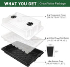 YAUNGEL Seed Starting Trays, XL Thicken Seed Starter Tray Kit with Humidity Dome Durable Growing Trays for Greenhouse & Gardens, 4 Pack 160 Cells, Black