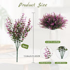 RECUTMS 12 Bundles Artificial Flowers Outdoor Faux Plastic Plants Artificial Eucalyptus UV Resistant Fake Plants Greenery Stems for Outside Spring Garden Porch Wedding Party Fireplace Décor(Fuchsia)