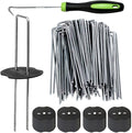 Bakulyor 200Pcs Landscape Staples + 200Pcs Gasket, 6 Inch Garden Stakes Staples 11 Gauge U Shaped Galvanized Lawn Landscape Pins, Heavy Duty Yard Ground Pin for Weed Barrier Sod Fabric Decorations
