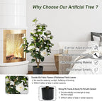 Artificial Camellia Tree 2 Pack - Realistic Camellia Plants in Pot with White Flowers, Lifelike Faux Greenery for Living Room, Patio, or Wedding, White