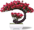 Fake Plants Small Artificial Bonsai Tree for Home Decor Living Room Bathroom Bookshelf Entryway Table Wall Shelf Modern Farmhouse Decor, 8.5" Tall, Magenta