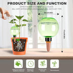 6 Pack Self Watering Globes 17oz Large Plant Watering Globes Top Fill, Self Water Planter Insert Indoor/Outdoor Plastic Water Bulbs Slow Release Terracotta for Plants, Green
