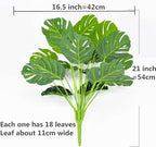 Artificial Shrubs Plant, CATTREE Fake Tropical Palm 2 Pack Taro Leaves Faux Greenery Bushes Realistic Monstera Farmhouse Plants for Home Kitchen Garden Bathroom Bedroom Decor Outdoor Indoor Decoration