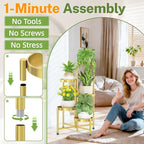 iDavosic.ly Plant Stand Indoor Outdoor, 5 Tier Corner Metal Flower Display Holder Shelf, Folding Tall Orchid Rack for Patio Balcony Porch Garden Living Room House, Gold