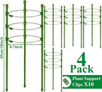 Legigo 4 Pack 18 Inch Plant Support Cages Tomato Cage for Garden- Small Plant Cages Adjustable Rings, Tomato Plant Support Stakes Trellis for Pots, Peppers, Cucumbers and Flowers with 10 Plant Clips