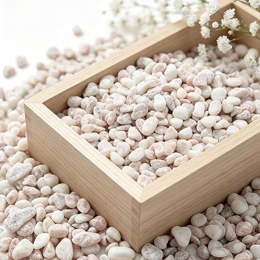 3/8 Inch Decorative Pebbles, Natural River Rocks for Indoor Plants, Succulents, Planters, Vases, Fish Tank Décor & Landscaping, Blush Pink, 3LB