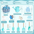 Cossy Kids Gardening Set, 13PCS Garden Tool Kit for Kids and Toddlers Boys Girls, Includes Tote Bag, Watering Can, Shovels, Rake, Kids Gardening Gloves, Apron and More, Blue
