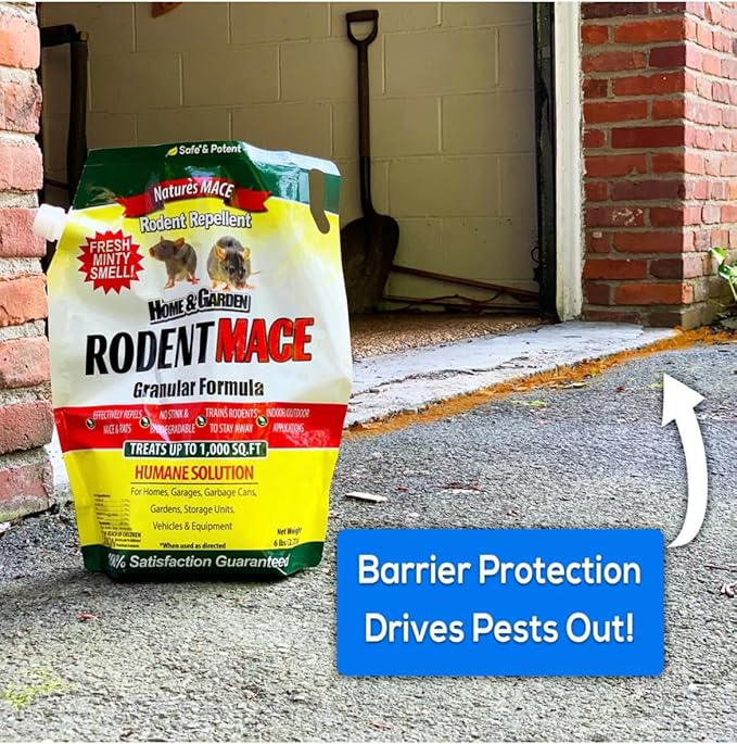 Nature's MACE Rodent Mace, Rodent Repellent 66 lb, Covers 13,200 Sq Ft, Granular Outdoor Rodent Deterrent, Repel Mouse, Mice, Rats, Rodents, for Indoor & Outdoor, Pet Safe, Home & Garden Treatment