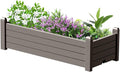Durable Resin Raised Garden Bed with Drainage Holes & Reinforced Corners - Lightweight Flower Boxes Outdoor for Vegetables, Herbs, and Patio Garden Enclosure System (Grey, 43.31 * 17.72 * 12.6)