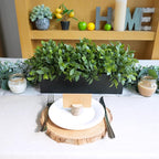Winlyn 14" Artificial Boxwood Plant Greenery Arrangement Faux Boxwood in Black Rectangular Wooden Planter Potted Herb Plant for Farmhouse Home Decor Wedding Windowsill Mantel Shelf Table Centerpiece