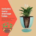 Planter Pots with Drainage Holes - Lightweight, Durable, and Space-Saving Pots for Indoor and Outdoor - Versatile Functionality, Simple Modern Design, Set of 15 Plastic Planter Pots - Aqua