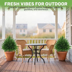 Grooy Artificial CedarTopiary Bushes for Outdoors with Spike, Set of 2 Cypress Topiary Trees with UV Resistant, Outdoors Fake Shrubs Faux Plants for Front Porch Indoor Outdoor Decor