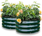 GARDMAX 2 Pack 2x2x1FT Galvanized Round Raised Garden Bed Kit, Metal Planter Boxes Outdoor with Easy Assembly, Large Garden Bed for Vegetables, Fruits, Flower, Herbs Dark Green