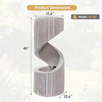40" Outdoor Water Fountain with LED Light, S-Shaped Modern Curved Outdoor Fountain, Spiral Column Fountain, Decorative Waterfall Feature with Flat Top Plant Display for Garden, Patio Decor