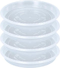 OVZILKI Plant Saucer 4 Pack of 16 inch, Clear Plastic Flower Plant Pot Saucer, Heavy Duty Plant Drip Trays Saucers for Indoor, Plant Water Tray for Planters
