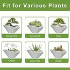 Bonsai Pots 13 Inch - Ceramic Succulent Pots with Drainage Hole Decorative Plant Pot Indoor Large Outdoor Planter Modern Flower Pot for Home Garden Office Room Decor Gray