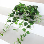 alyptus Fake Pothos Hanging Plants – 33" Set of 2 Faux Ivy Vines with Pots Realistic Silk Devil’s Ivy for Indoor Décor Low Maintenance Artificial House Plants for Home Bathroom or Office - Green