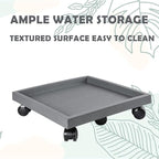 19.7 Inch Square Rolling Plant Caddy Saucer with Wheels, Heavy Duty Wheeled Planter Stand for Potted Plant, Coaster Roller Base Tray with Casters, Flower Pot Dolly Holder for Indoor Outdoor