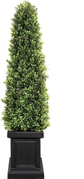 Artificial Boxwood Topiary Tree, COLORSPEC 3.5ft Tall Outdoor Porch Tree, All-Year Green Boxwood Plants Topiary Trees Artificial Outdoor with Sturdy Pot for Porch Outdoor Indoor (Square)
