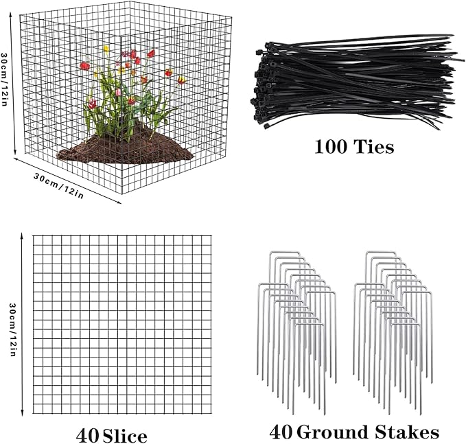 Small Wire Plant Protectors, 10 Pack 12" Square Plant Protectors from Animals Mesh Plant Cage Chicken Wire Cover for Protect Plants, Garden,Shrubs and Vegetables from Animals
