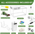 GOZILLA Aquatic Turtle Tank Kit+Lamp+Filter, Upgrade PC Turtle Tank Starter Kit with Adjustable Lamp & Filter,Reptile Habitat with Lid,Hanging Platform for Small Reptiles.(19.68×9.52×9.44''/White Kit)