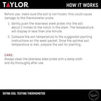 Taylor Soil Testing Thermometer, Gardening Tool for Plant Care, Gardening, Lawn, Farm, Outdoor Use, 4" Inch Stem