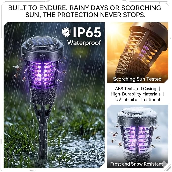 2026 4Pack Mosquito Repellent Outdoor Patio Solar Bug Zapper Outdoor,Mosquito Trap to Repel Gnat Small Flying Insect,Waterproof Mosquito Zapper for Outside,Solar Fly Zapper for Backyard,Garden,Patio