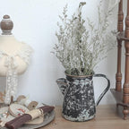 Vintage Pitcher Vase Rustic Farmhouse Vase for Flowers Vintage Metal Milk Jug Small Decorative Pitcher Shabby Chic Decor for Home, Kitchen, Bathroom, Black