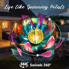 AIINY Solar Purple Metal Flower Wind Spinners, Colorful Spinning Windmill Lotus Yard Art Lights Wind Pinwheels with LED Crystal Ball Decorative Stake Lighting Flower Sculpture