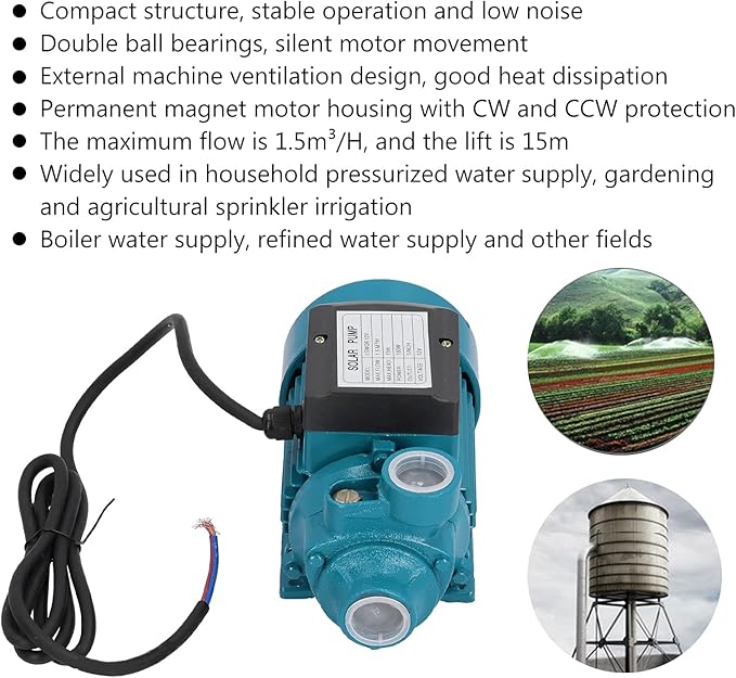 Solar For Irrigation, DC 12V 180W Solar Well Pump Kit Water Transfer Pump with Outlet Pipe Joint for Garden Lawn Irrigation System