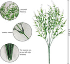 42 Pcs Fake Lavender Flowers Outdoor UV Resistant Faux Plastic Lavender Flowers No Fade Artificial Lavender Purple Plants for Outside Garden Porch Window Box Hanging Planter Decor (White)