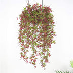 PASYOU Artificial Vine, Hanging Ivy Sweet Potato Leaves Plastic Plants Foliage Vines, UV Resistant Greenery Fake Flowers for Indoor Outdoor Garden Door Wall Wedding Party Table Decoration Red 4 Pack