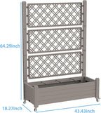 Mobile Elevated Planter Box with Trellis 3-Tier Lattice Trellis Planter with Rolling Wheels Outdoor Raised Garden Bed for Climbing Plants Vegetables and Flowers