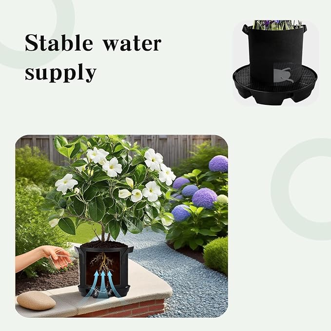 4Pcs Self Watering Pot Base with 1 Plant Grow Bag, Self Watering Pots for Indoor Plants, Plant Saucers, Auto Watering for Plants Indoor - Auto-Irrigation System for 5 Gallon Fabric Pots