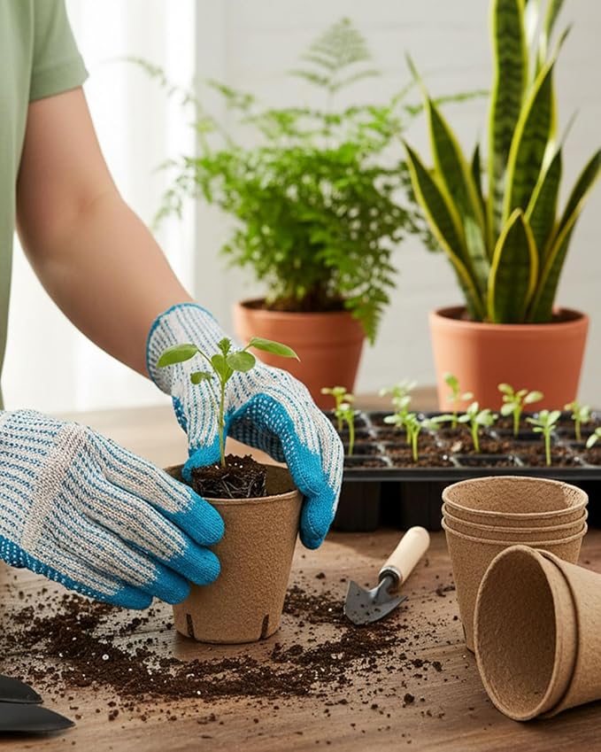 3.15Inch Peat Pots 60Pcs Biodegradable Pots for Seedling, Round Plant Seed Starter Pots with 60Pcs Plant Labels, Garden Germination Nursery Pots for Flower Vegetable Saplings & Herb Seed Germination