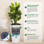 22.4 Inch Tall Planters for Outdoor Indoor Plants Set of 2, Tapered Large Flower Pots with 2 Trays and a Water Level Monitor Planter Pots, Plant Pot for Patio, Balcony, Lounge