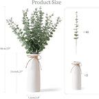 Vase with Greenery,20pcs Artificial Eucalyptus Stems in White Vase 2 Packs, Boho Home Decor Plant, 19" Decorative Fake Plants for Home Farmhouse Mantle Centerpiece Decor