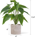 Mkono Fake Plants in Pot, 11" Potted Artificial Plants for Home Decor Indoor Faux Green Leaf Plant with Planter for Desk Shelf Table Office Room Decoration (Grey, Small)