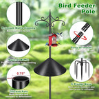 Heavy Duty Double Shepherd Hooks Squirrel Proof for Outdoor with 5-Prong Base, 88inch Adjustable Decorative Metal Bird Feeder Pole with Baffle for Hanging Bird Nests, Plant Baskets,1 Pack