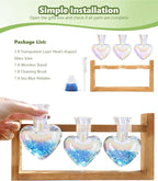 Nacome Plant Terrarium Propagation Stations: Mothers Day Gifts for Mom Plant Lovers Women Wife Daughter - 3 Bulb Glass Vase with Wooden Stand Tabletop for Hydroponics Home Garden Decor(Iridescent)
