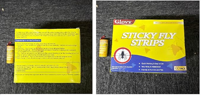 Fly Strips Trap Indoor Sticky Hanging, 60 Pack Fly Paper Traps Outdoor, Flies Tape Paper Ribbon Rolls for Home Kitchen, Fruit & Bug Gnat Catchers for Inside, Killer for Winged Insect